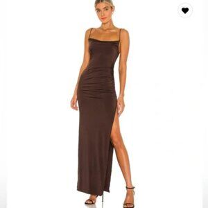 Lovers and Friends Odessa Gown Brown Cami Cowl Neck Maxi Formal Dress L $190